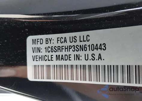 2025 Ram 1500 Limited 4X4 5'7 Box из США, поврежденный, VIN 1C6SRFHP3SN610443